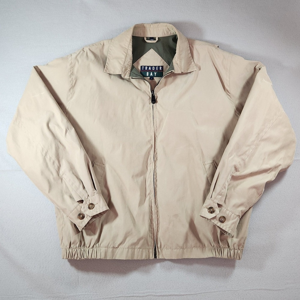 Men's Vintage Trader Bay Beige Full Zip Golf Style Jacket Size Large